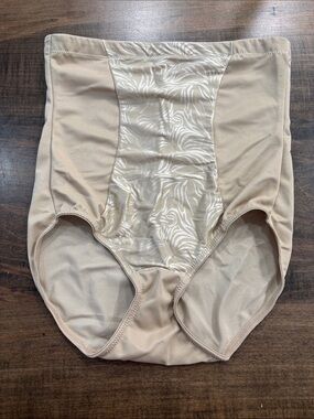 Maidenform Nude Beige High-Waist Shaping Brief with Satin Panel
